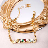 Colorful CZ Bracelet for Women Stainless Steel Chain