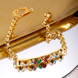 Colorful CZ Bracelet for Women Stainless Steel Chain