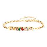 Colorful CZ Bracelet for Women Stainless Steel Chain