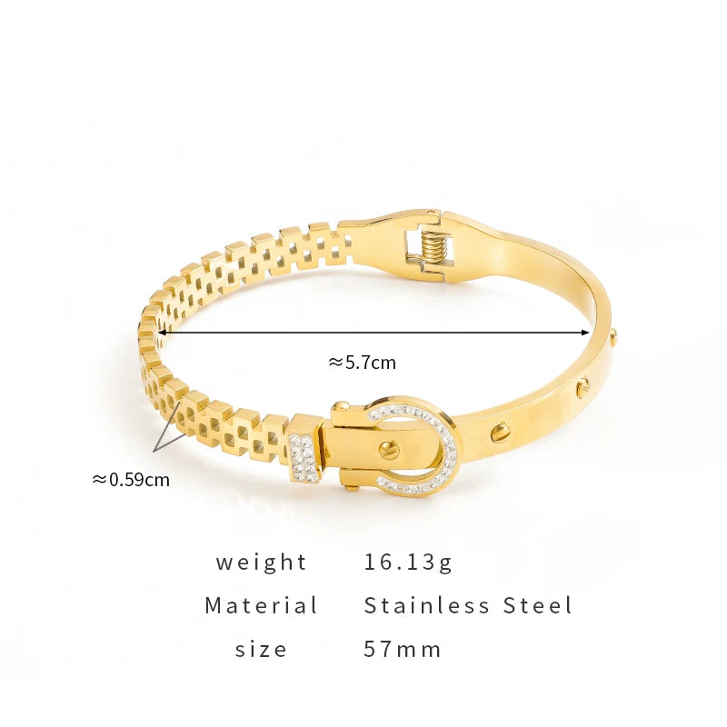 Stainless Steel Crystal Bracelet Cuff Bangle for Women