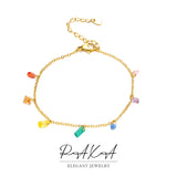 Colorful Zirconia Thin Chain Bracelet 18K Plating