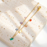 Colorful Zirconia Thin Chain Bracelet 18K Plating