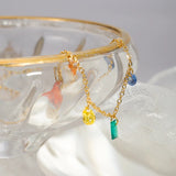 Colorful Zirconia Thin Chain Bracelet 18K Plating