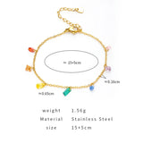 Colorful Zirconia Thin Chain Bracelet 18K Plating