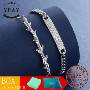 925 Silver Bangles Mountains Trees Bracelet
