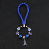 Ribbon Cancer Awareness Crystal Flower Beads Chain Key Chain