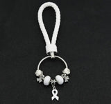 Ribbon Cancer Awareness Crystal Flower Beads Chain Key Chain
