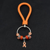 Ribbon Cancer Awareness Crystal Flower Beads Chain Key Chain