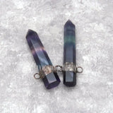 Faceted Rainbow Fluorite Hexagonal Prisms Pendant