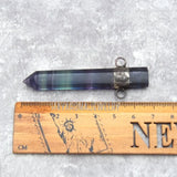 Faceted Rainbow Fluorite Hexagonal Prisms Pendant