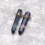 Faceted Rainbow Fluorite Hexagonal Prisms Pendant