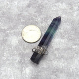 Faceted Rainbow Fluorite Hexagonal Prisms Pendant