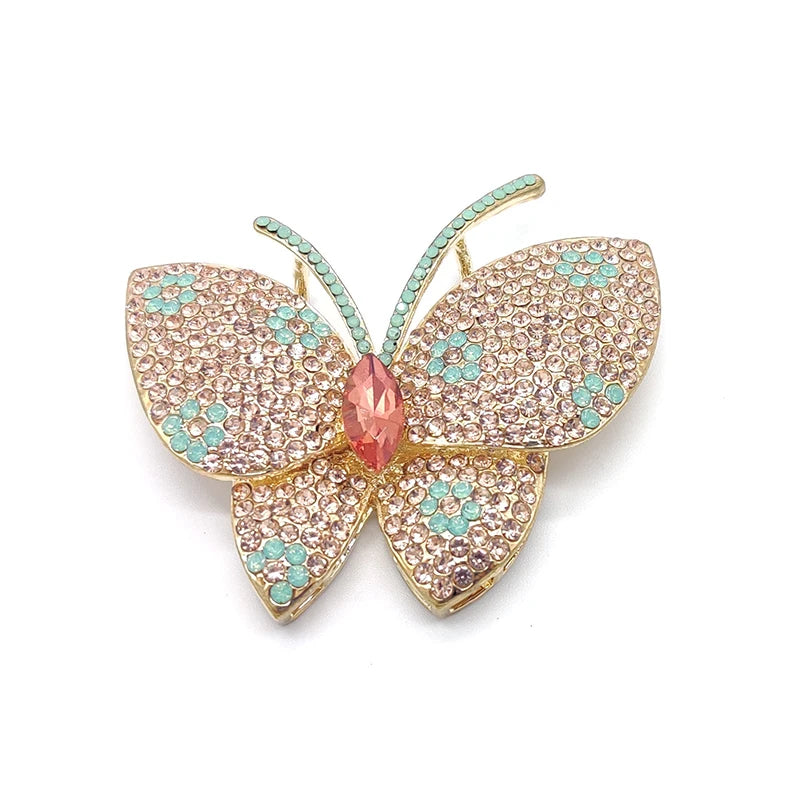 Autumn High-end Glass Zircon Butterfly Brooch