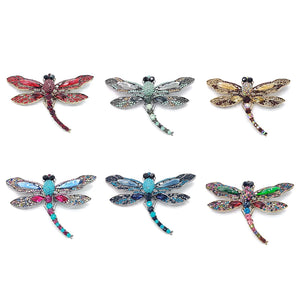 Dragonfly Rhinestone Brooch Vintage Coat Pin 10 Colors