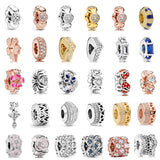 925 Silver Colorful Zircon Heart Charm with Spacer Pearl