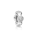 925 Silver Colorful Zircon Heart Charm with Spacer Pearl