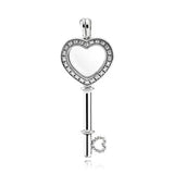 925 Sterling Silver Floating Locket Heart Key Box Necklace Pendant