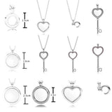 925 Sterling Silver Floating Locket Heart Key Box Necklace Pendant