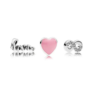 Silver 925 FLOATING LOCKET Small Charm Infinite Double Heart