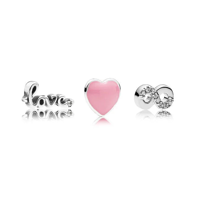 Silver 925 FLOATING LOCKET Small Charm Infinite Double Heart