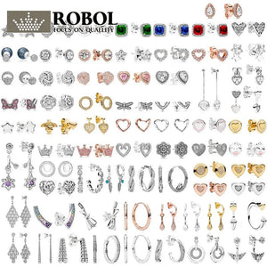 925 Silver Earrings with Logo Ladies Girls Jewelry Gift Wedding