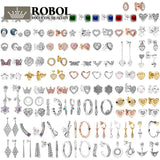 925 Silver Earrings with Logo Ladies Girls Jewelry Gift Wedding