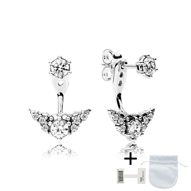 925 Silver Earrings with Logo Ladies Girls Jewelry Gift Wedding