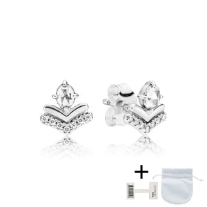 925 Silver Earrings with Logo for Ladies Girls Wedding Jewelry
