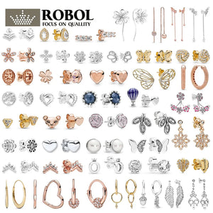 925 Silver Earrings with Logo for Ladies Girls Wedding Jewelry