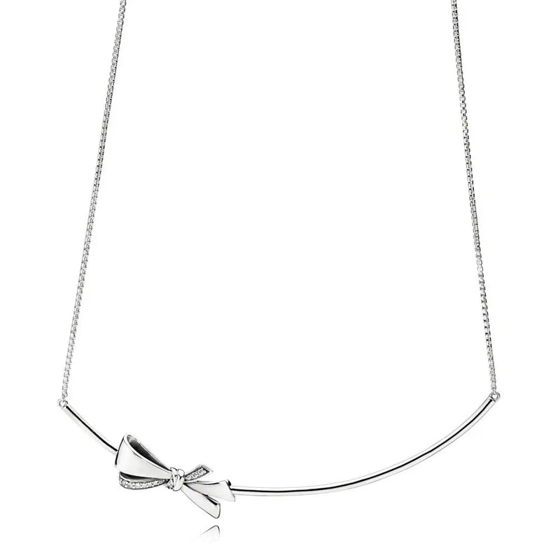 925 Sterling Silver Chain Necklace with Logo Charm
