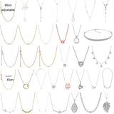 925 Silver Chain Necklace with Logo Charm for Woman