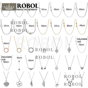925 Silver Chain Necklace Logo Charm for Woman