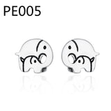 Silver Crystal Rhinestone Round Stud Earrings for Women