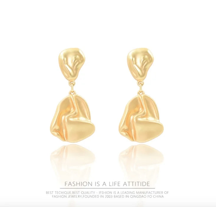 Golden Square Drop Earrings for Girls