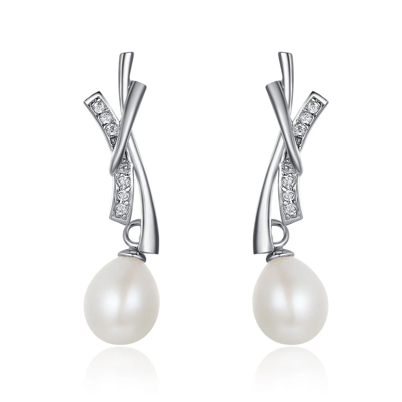 Sterling Silver Cultured Freshwater Pearl Stud Earrings for Women