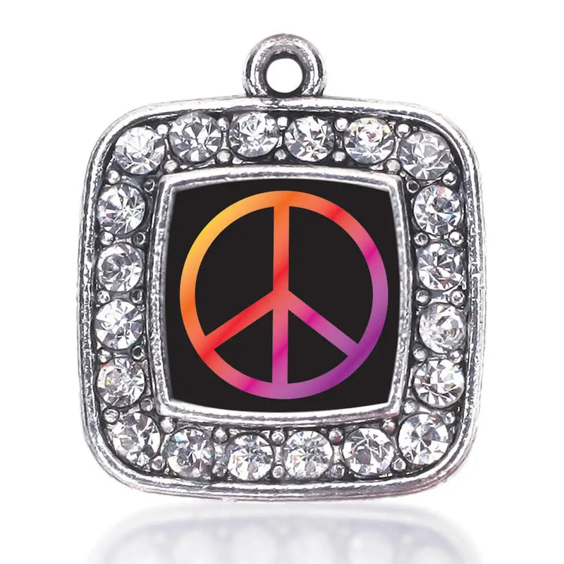 Peace Square Charm Antique Silver Plated Jewelry
