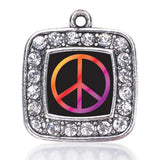 Peace Square Charm Antique Silver Plated Jewelry