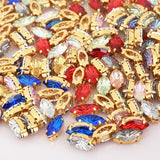 Arrival Laster Sew On Horse Eye Rhinestone Brass Claw Navette Stone Shapes