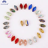 Arrival Laster Sew On Horse Eye Rhinestone Brass Claw Navette Stone Shapes