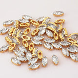 Arrival Laster Sew On Horse Eye Rhinestone Brass Claw Navette Stone Shapes