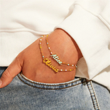 Personalized Enamel Bracelet - Boho Ceramic Beads Gift For Bridesmaid