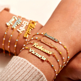 Personalized Enamel Bracelet - Boho Ceramic Beads Gift For Bridesmaid