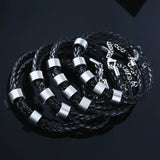 Personalized Men Braided Bracelet with Family Names Beads