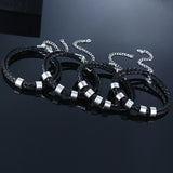 Personalized Men Braided Bracelet with Family Names Beads