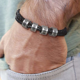 Personalized Men Braided Bracelet with Family Names Beads