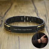 Men's Two Tone Stainless Steel Link Bracelet with Engraving