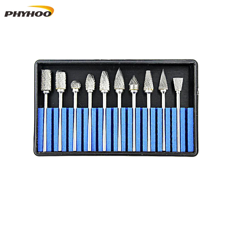10 Pcs Carbide Rotary File Wood Carving Cutter Tools Engraving Milling Cutter