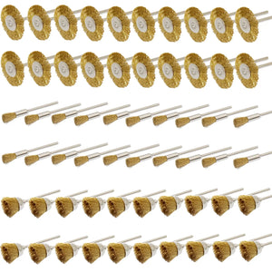 60PC Steel Brass Wire Wheel Brushes Set Kit for Rotary Tools Rust Polishing