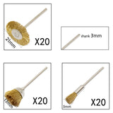 60PC Steel Brass Wire Wheel Brushes Set Kit for Rotary Tools Rust Polishing