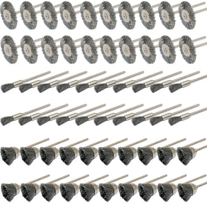 60PC Steel Brass Wire Wheel Brushes Set Kit for Rotary Tools Rust Polishing